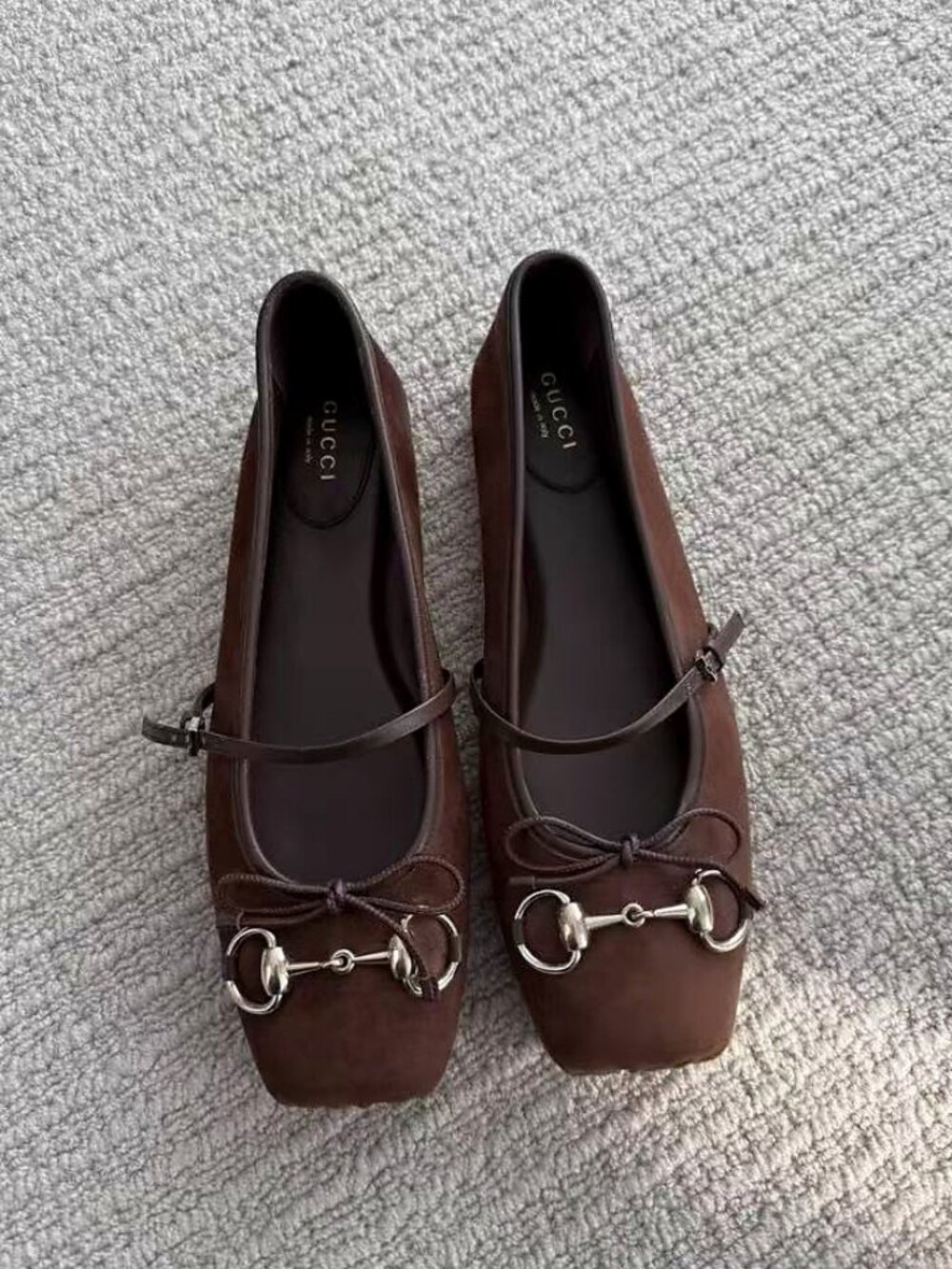 Gucci Suede Horsebit Flats - Picture 1 of 4